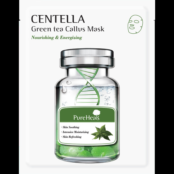 Pureheal Centella, odżywczo-energetyzująca maska do twarzy z wąkrotką azjatycką i komórkami macierzystymi z zielonej herbaty