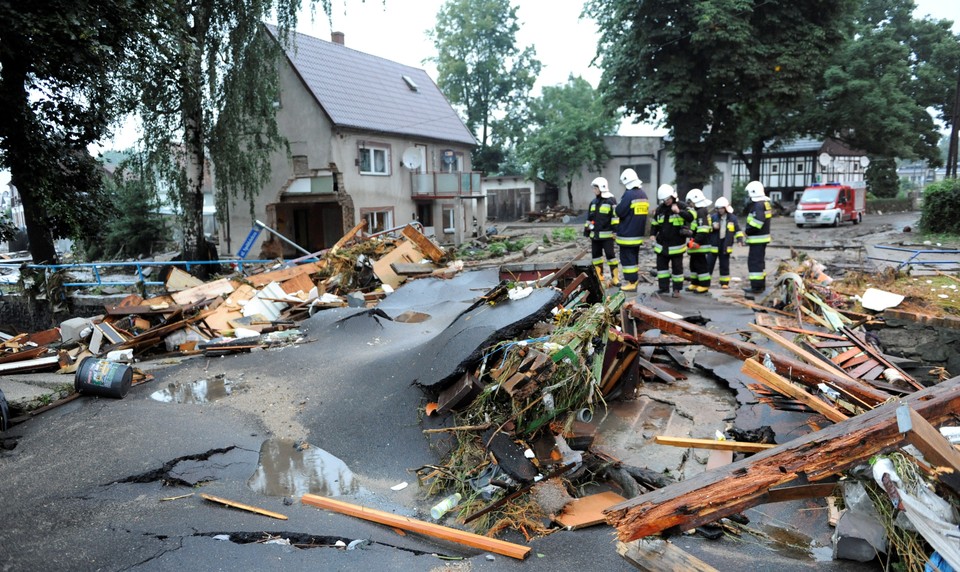 Zniszczenia po powodzi w Bogatyni, fot. Grzegorz Hawałej