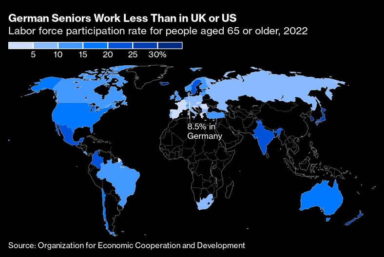 Wskaźnik aktywności zawodowej osób w wieku 65 lat lub starszych, 2022 r