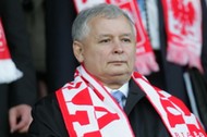 Jarosław Kaczyński podczas meczu Polska - Finlandia. Helsinki, 12.09.2007 r.