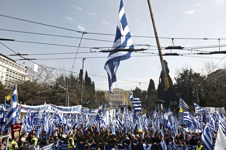 Ateny protest Macedonia jest w Grecji