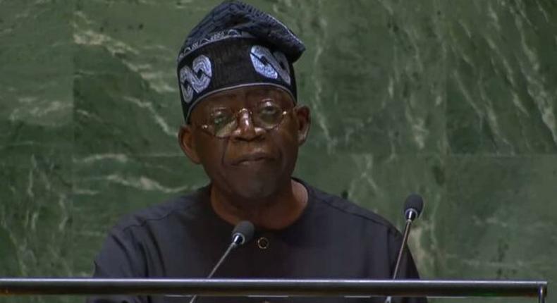 President Tinubu delivering his inaugural speech at the 78th UNGA