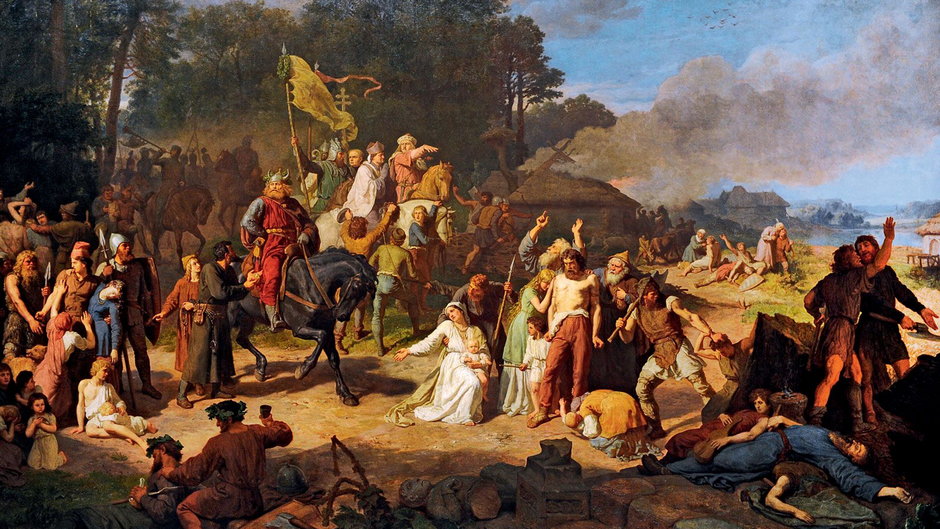 Obraz Wojciecha Gersona „Opłakane apostolstwo” przedstawiający podbój Słowian połabskich