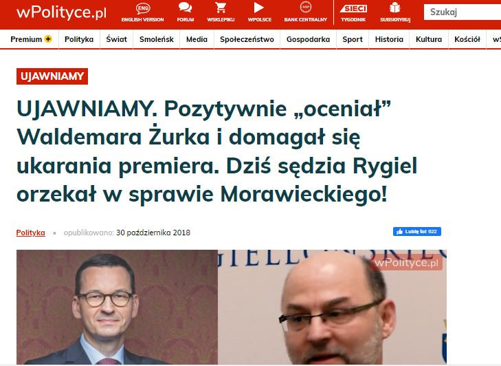 Screen z portalu wpolityce.pl