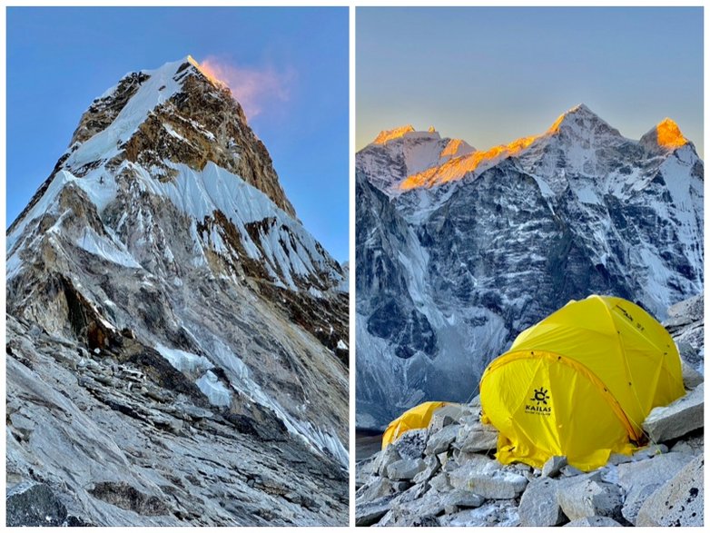 Wschód słońca w C1 na Ama Dablam