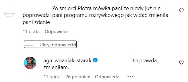 Komentarz pod zdjęciem Agnieszki Woźniak-Starak