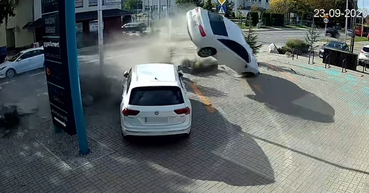 "Latający samochód" na jednej z ulic Wrocławia. Wszystko się nagrało