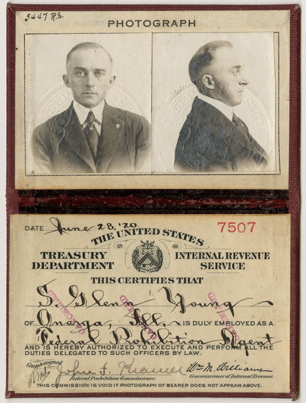 Dokument identyfikacyjny federalnego agenta prohibicyjnego (1920, domena publiczna)