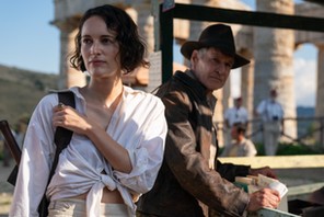 „Indiana Jones i artefakt przeznaczenia w reż. Jamesa Mangolda, 2023 r. Na zdjęciu Phoebe Waller-Bridge i Harrison Ford