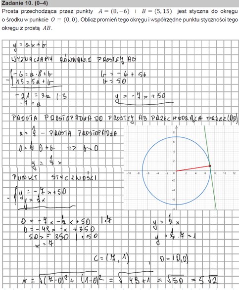 Zadanie 10 na egzaminie maturalnym z matematyki – poziom rozszerzony