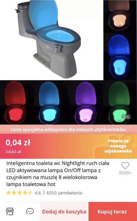 System podświetlający toaletę