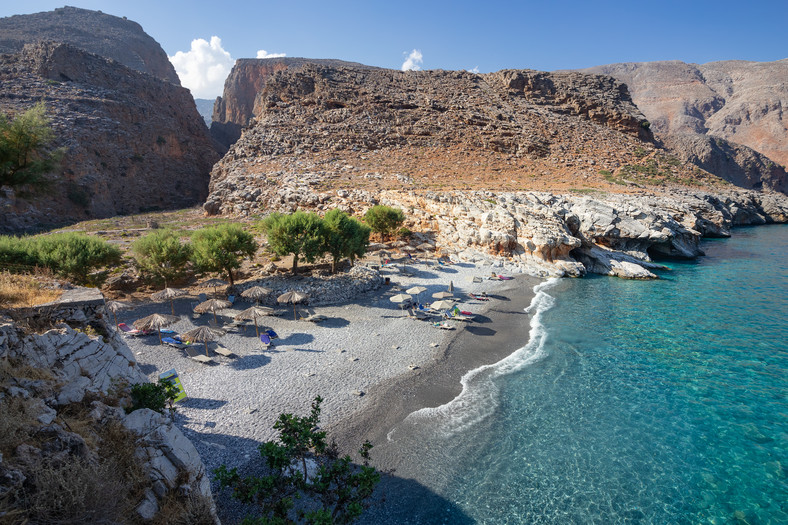 Plaża u wylotu wąwozu Aradena, Kreta