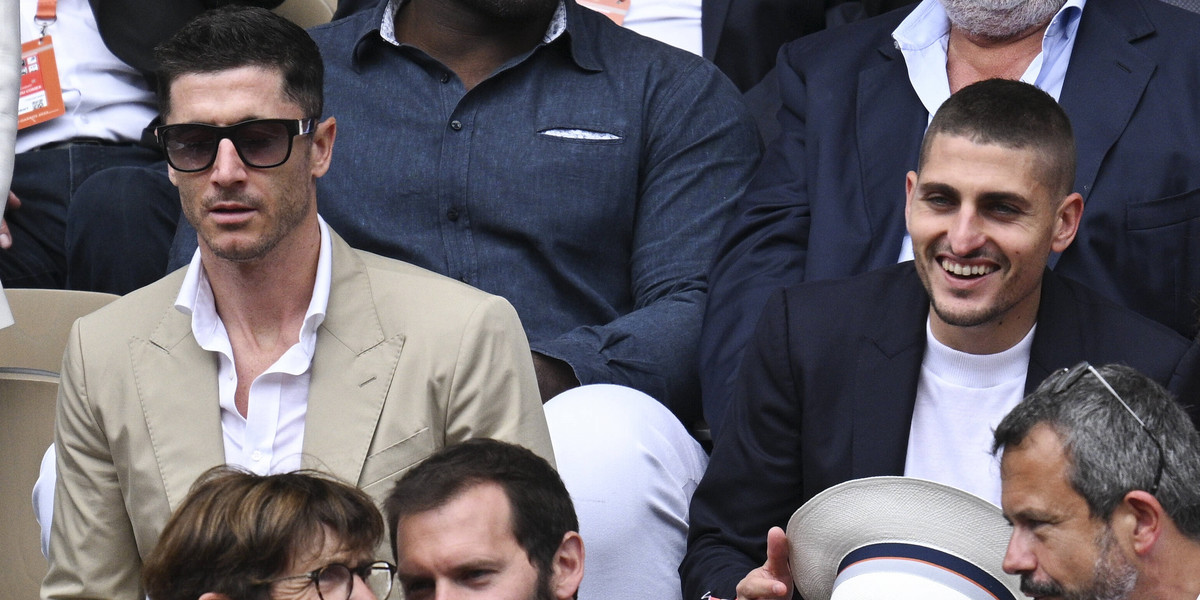 Robert Lewandowski i Marco Verratti na finale French Open. 