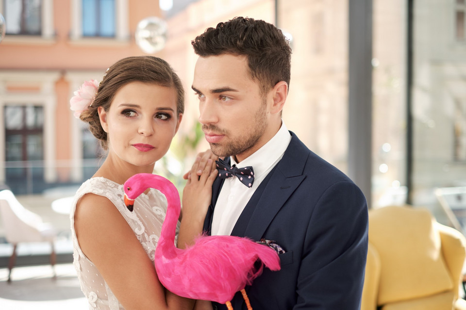 Ślub i wesele inspirowane flamingami