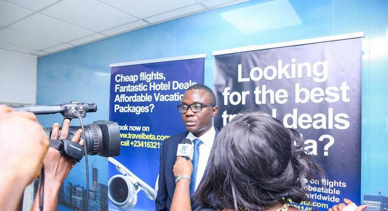 Onyeka Akumah speaking to the press at the launch event