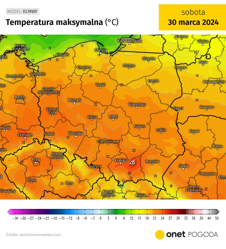 W Wielką Sobotę na wschodzie Małopolski możliwe aż 25-26 st. C!