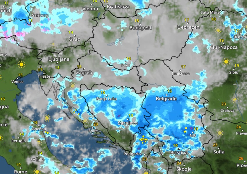 Radarske slike: Nevreme sutra u 7 sati ujutru