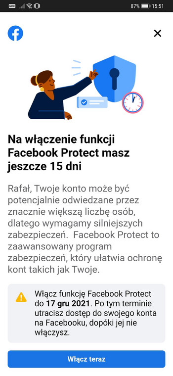 Facebook Protect - komunikat o programie 