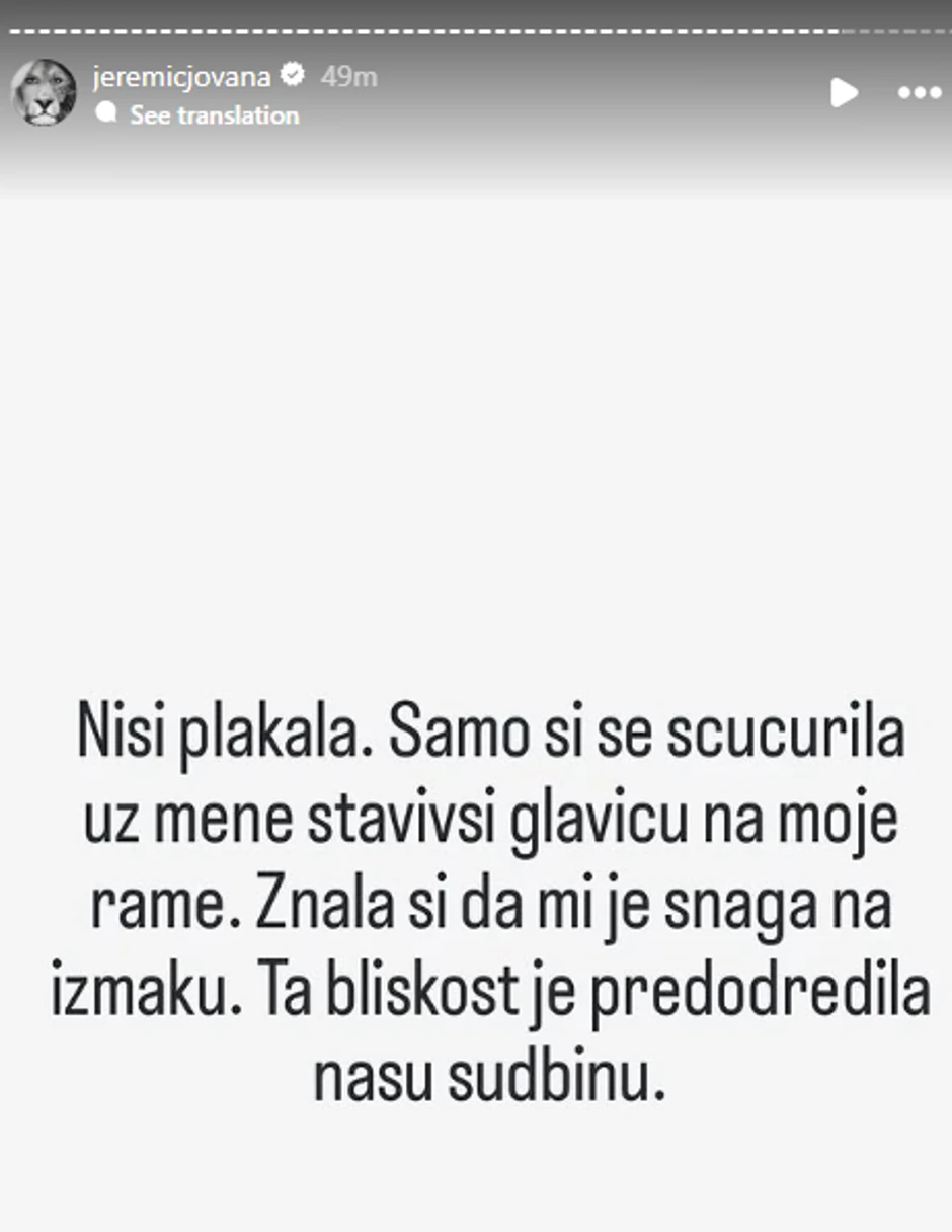Jovana Jeremić objava