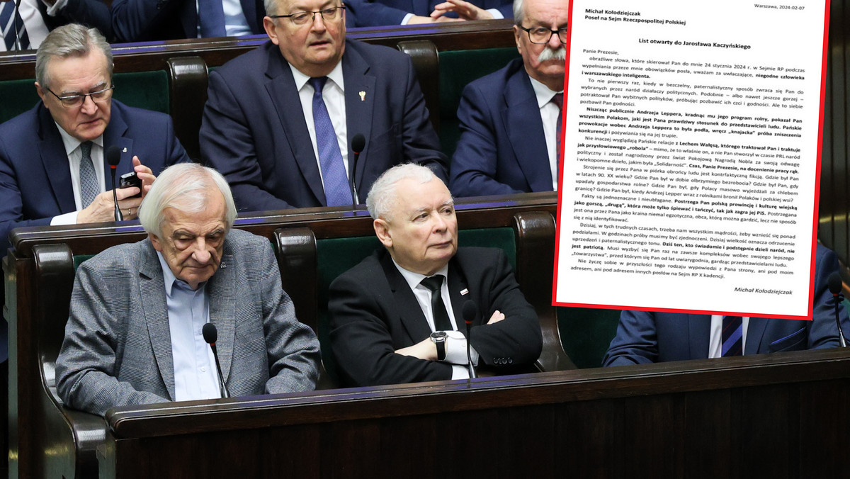 Kołodziejczak pokazał list do Kaczyńskiego. Pisze o kompleksach prezesa PiS