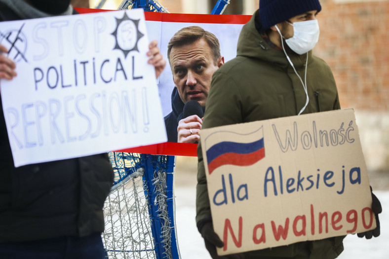 Demonstracja solidarności z Aleksiejem Nawalnym, Kraków 2021 r.