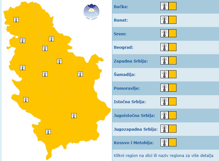 Meteoalarm RHMZ za petak