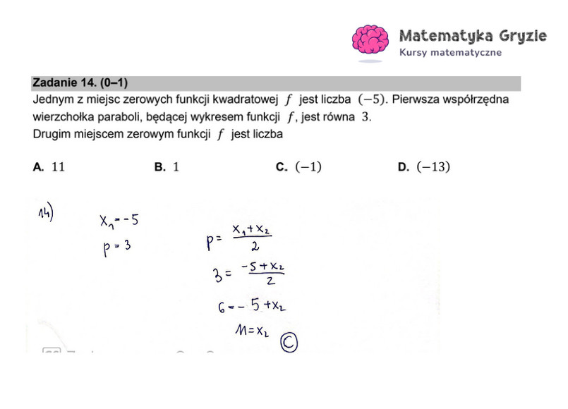 Arkusz CKE i odpowiedzi. Matematyka, poziom podstawowy formuła 2015 - zadanie 14
