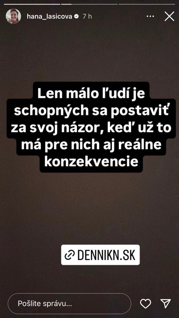 Lasicová reagovala na sociálnej sieti.