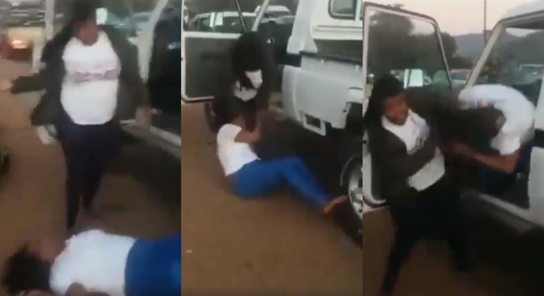 Angry wife beats up husband’s curvaceous side chick in the street like a stray dog (video)