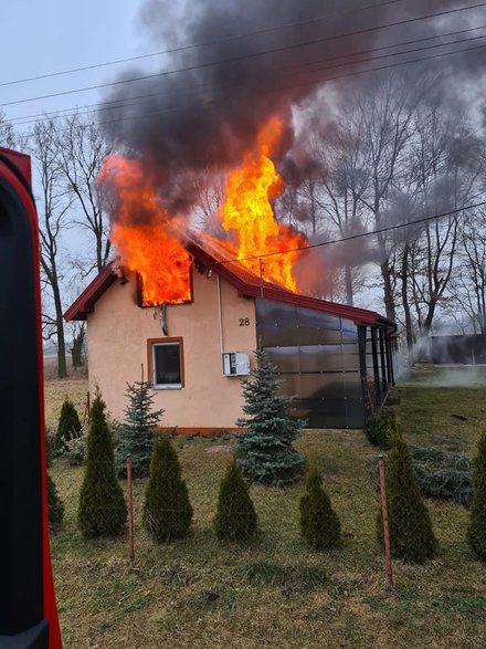 Pożar w domu w Skęcznie