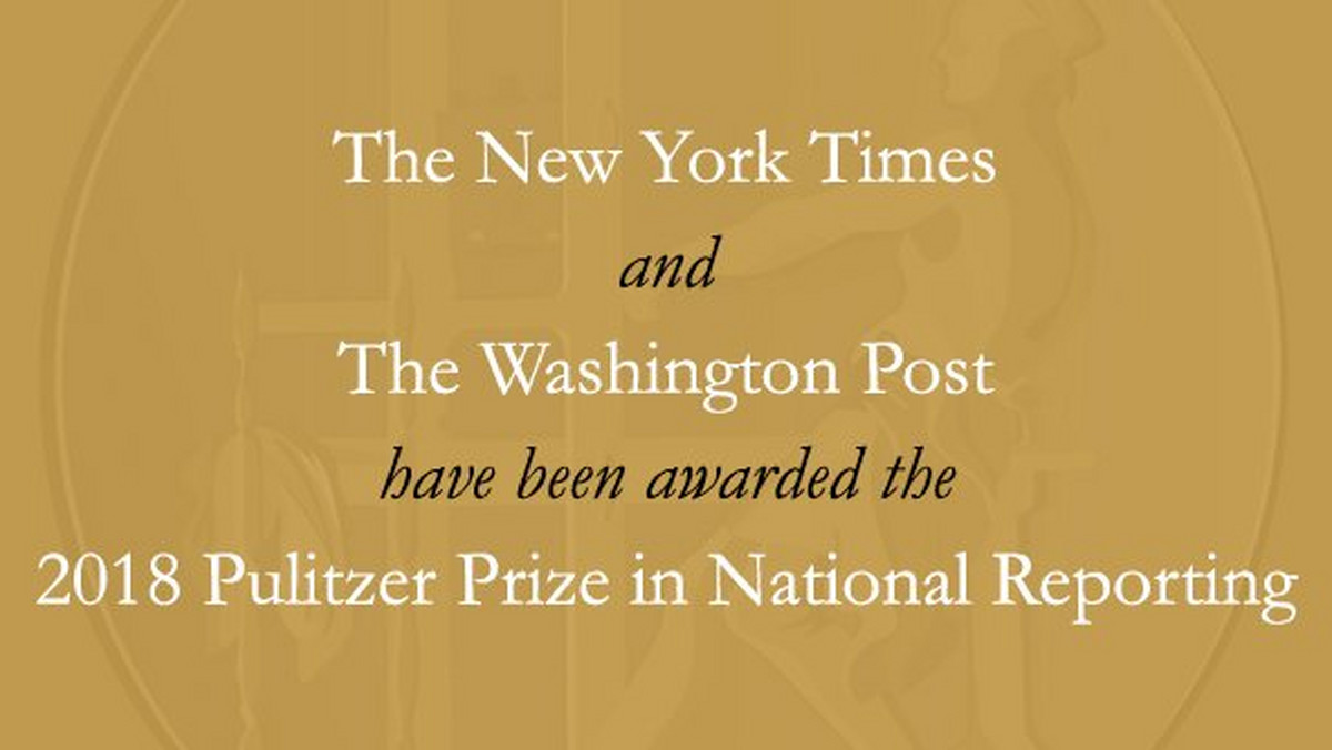 Główna nagroda dziennikarska trafiła do redakcji "The New York Times" oraz "The Washington Post" za ujawnienie dwóch największych skandali minionego roku. Chodzi o materiały dot. ingerencji Rosji w wybory prezydenckie w USA oraz artykuły dotyczące Harveya Weinsteina - jednego z najbardziej wówczas wpływowych producentów filmowych, który został oskarżony o molestowanie seksualne aktorek. Od ujawnienia tej historii swój początek wziął ruch #MeToo.