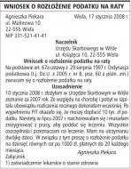 Wniosek o rozłożenie podatku na
      raty