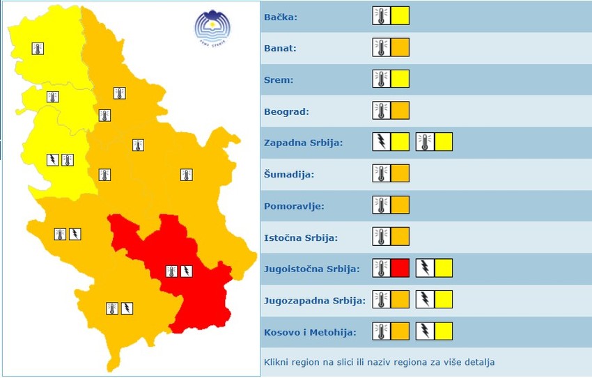 Meteoalarm za subotu