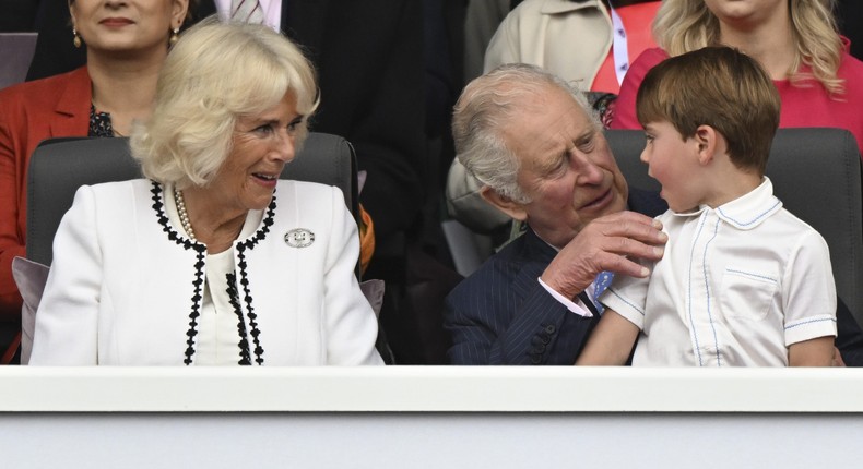 Prince Louis with Prince Charles and Camilla at the Platinum Jubilee Pageant on June 5, 2022.Tim Rooke/Shutterstock