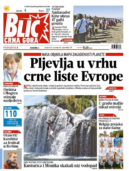 "Blic Crna Gora": Crna Gora na karti NASA zemlja sa veoma zagađenim ...