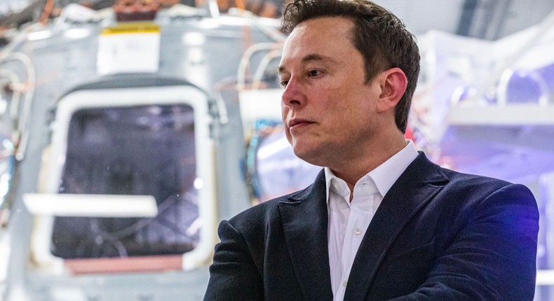 SpaceX founder Elon Musk at the company's HQ in Hawthorne, California on October 10, 2019.