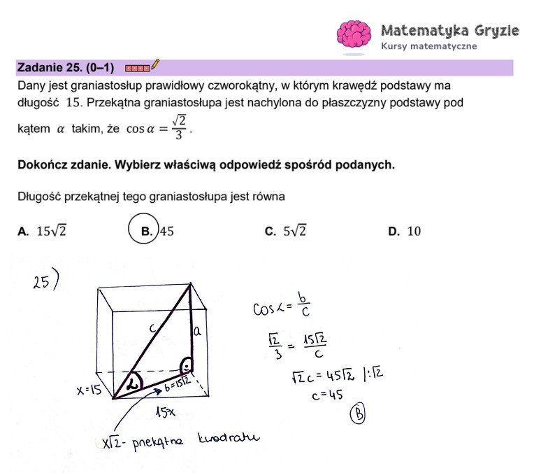 Arkusz CKE i odpowiedzi. Matematyka, poziom podstawowy formuła 2023 - zadanie 25