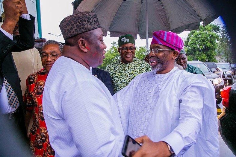 Gbajabiamila has been making consultations ahead of his speakership run  [Twitter/@femigbaja] 
