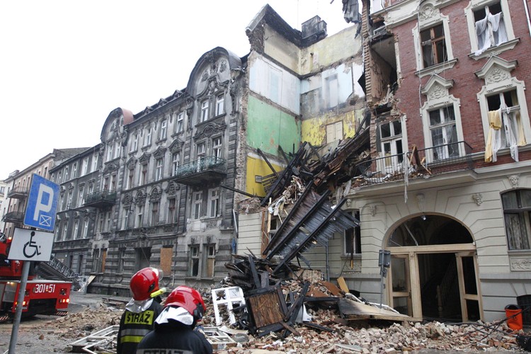 Gruzowisko kamienicy w Katowicach