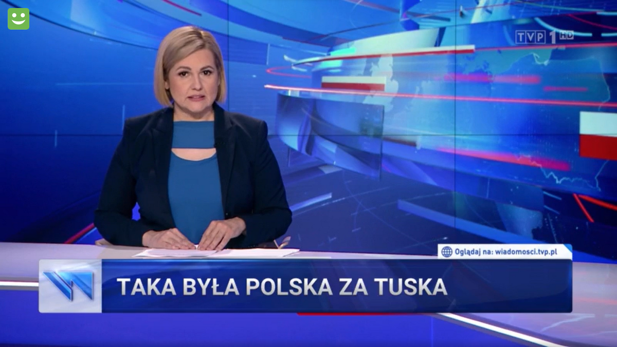 Kadr z Wiadomości TVP z 9 października, tuż po debacie wyborczej
