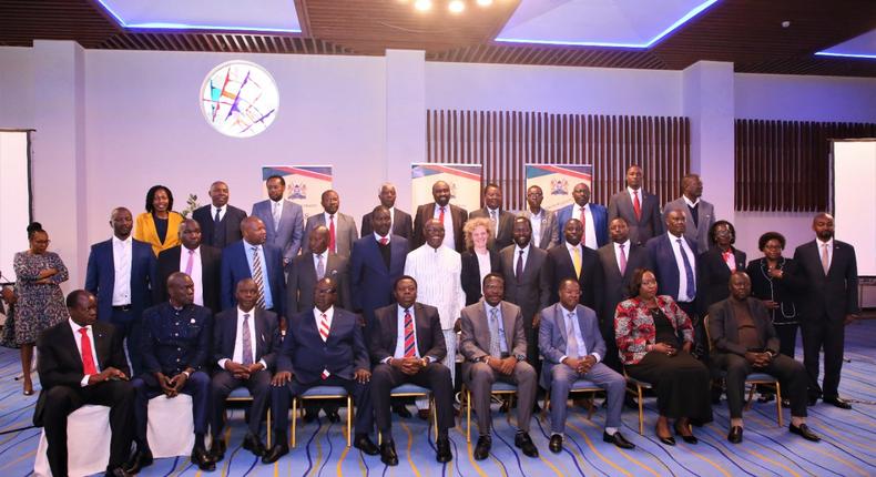 The Council of Governors after a devolution address on July 8, 2022 at Movenpick hotel. 