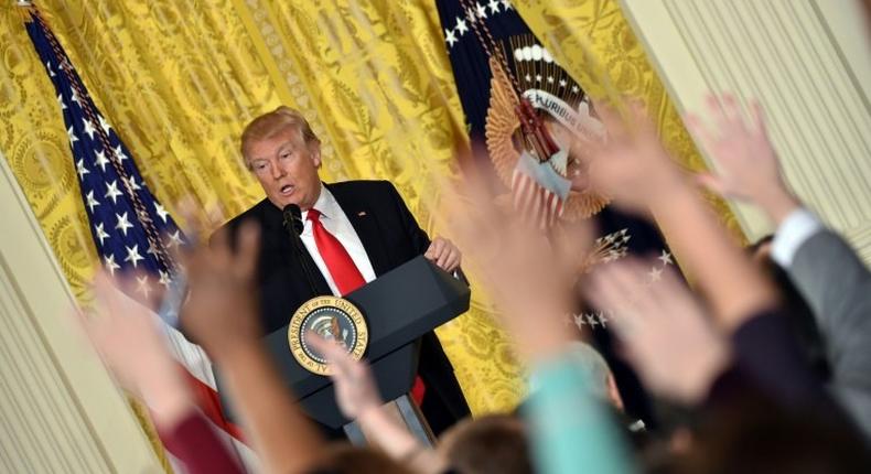 US President Donald Trump speaks during a press conference on February 16, 2017, at the White House in Washington, DC