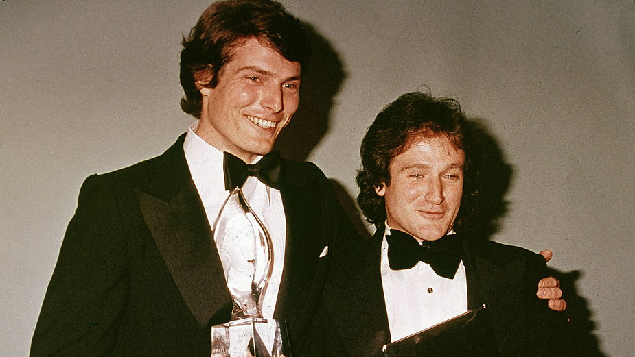 Christopher Reeve i Robin Williams za kulisami People's Choice Awards, 1979 r.