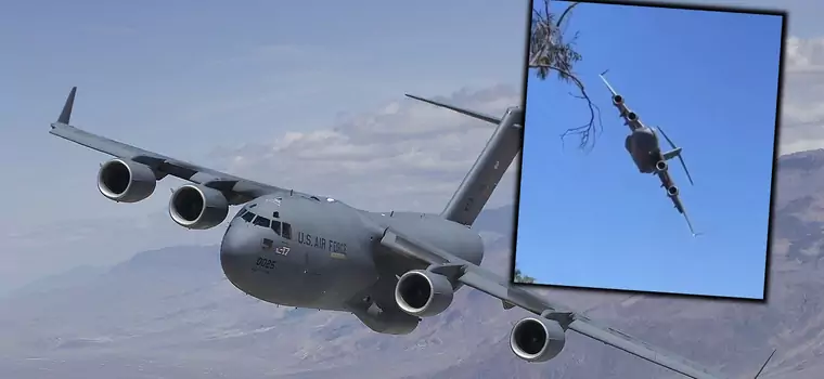 Powietrzny gigant dał popis. Niesamowity lot ogromnego C-17 Globemaster