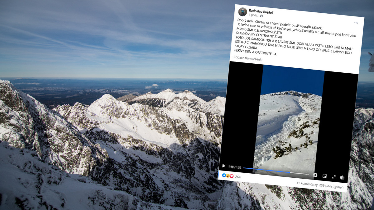 Zobaczcie nagranie poniedziałkowej lawiny na zboczach Sławkowskiego Szczytu w Tatrach Słowackich. Potężna rzeka śniegu robi wielkie wrażenie i lepiej nie znaleźć się na jej drodze!