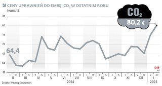 Ceny uprawnień do emisji CO2 w ostatnim roku