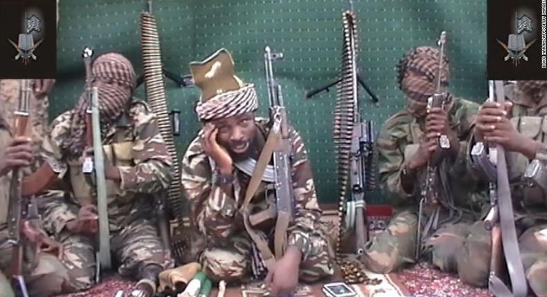 Boko Haram leader, Abubakar Shekau with some of his fighters