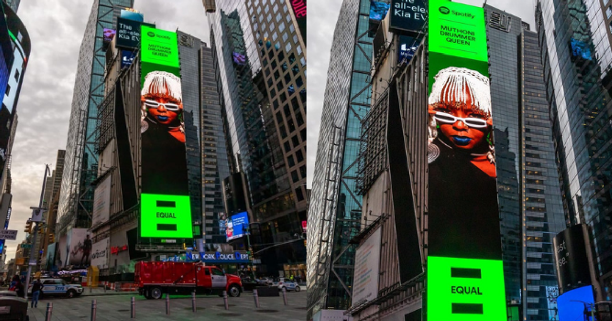 Muthoni Drummer Queen joins Spotify's EQUAL music program, featured on billboard in Times Square - Vimarsana News