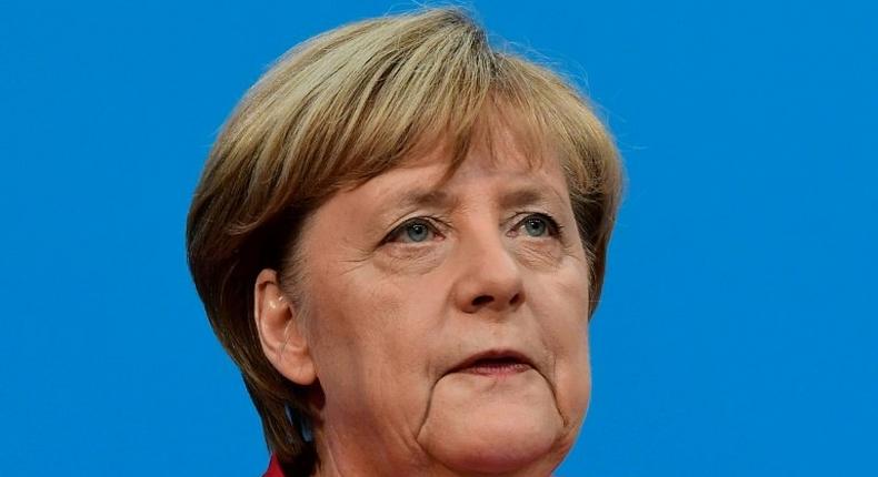 German chancellor Angela Merkel addresses a press conference at the Christian Democratic Union party headquarters in Berlin, on November 20, 2016