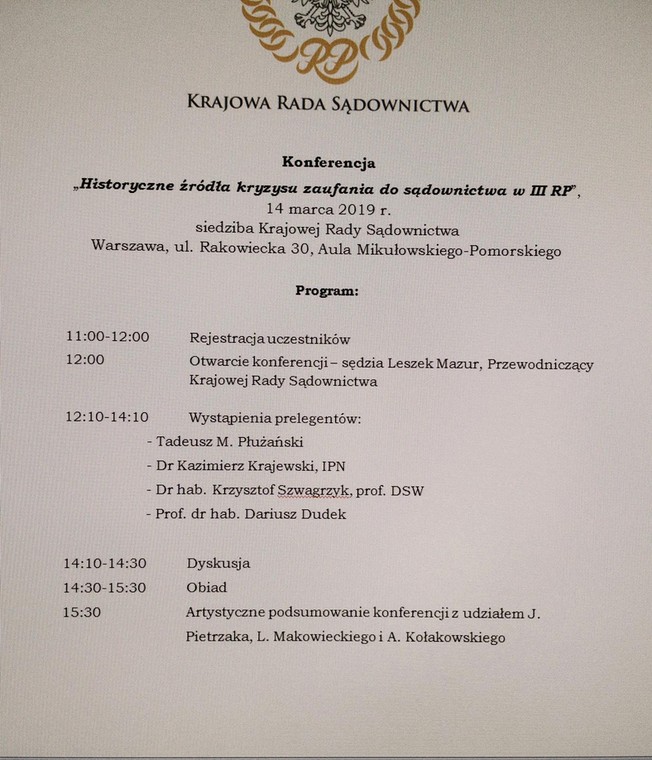 Zaproszenie z planem konferencji